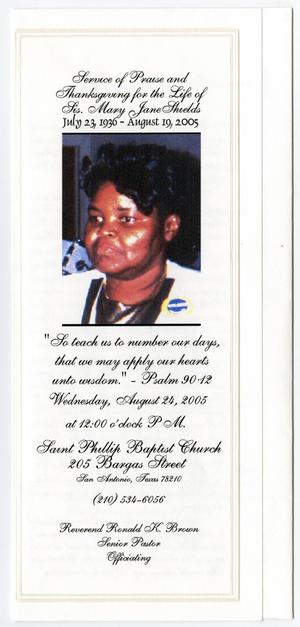 Primary view of object titled '[Funeral Program for Mary Jane Shields, August 24, 2005]'.