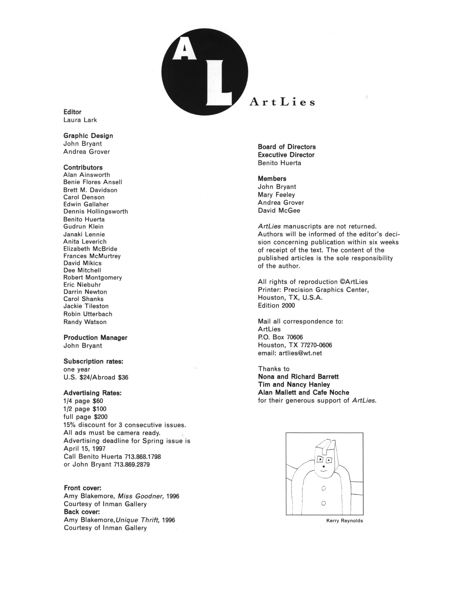 Art Lies, Volume 13, Winter 1996-1997
                                                
                                                    Front Inside
                                                
