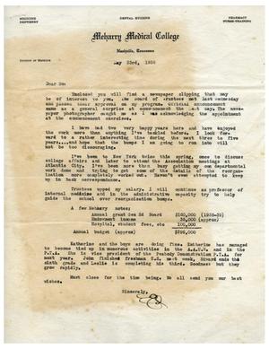 Primary view of object titled '[Letter from Edward Turner to Dr. Meyer Bodansky - May 23, 1938]'.