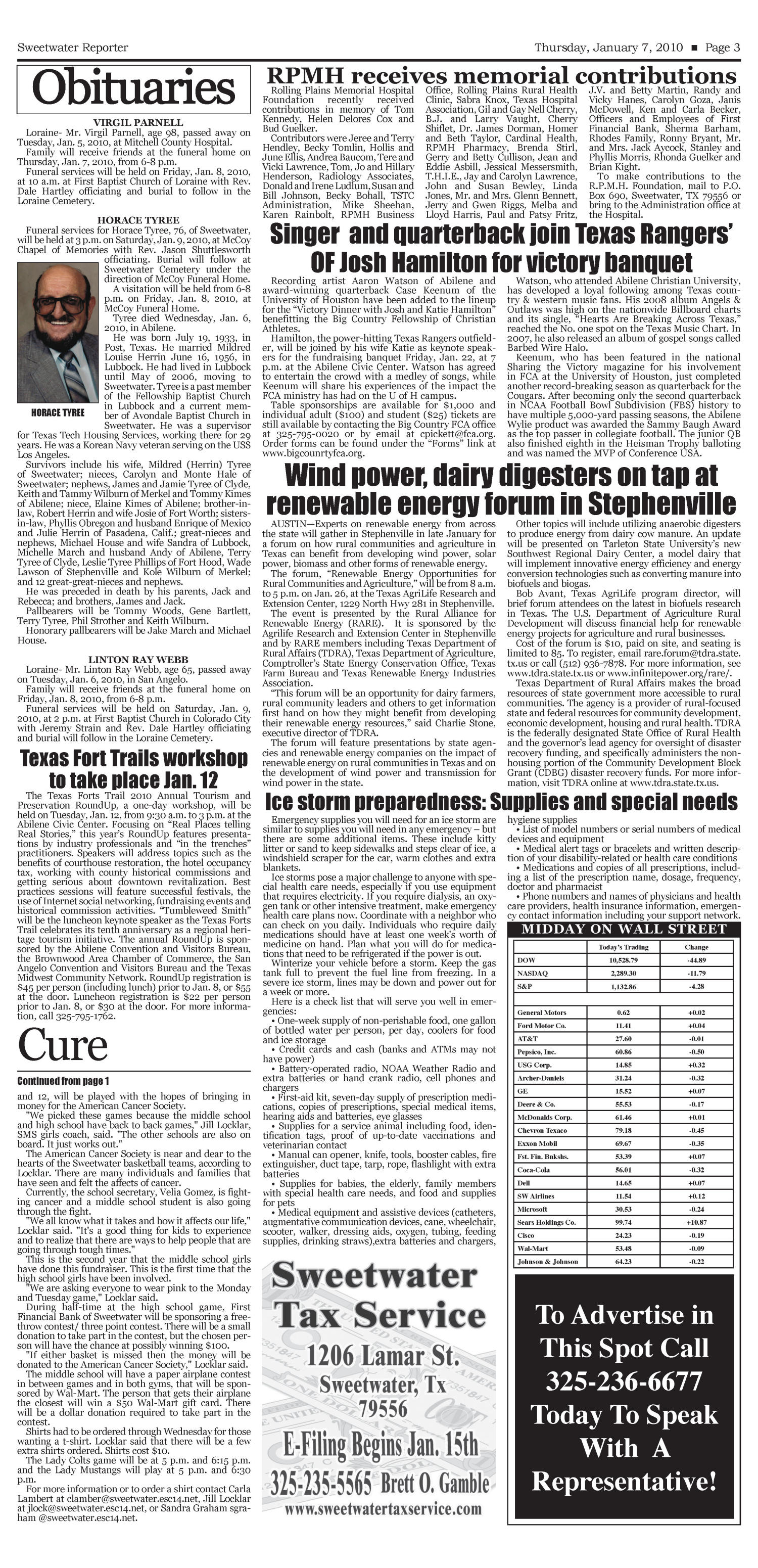 Sweetwater Reporter (Sweetwater, Tex.), Vol. 112, No. 045, Ed. 1 Thursday, January 7, 2010
                                                
                                                    [Sequence #]: 3 of 10
                                                