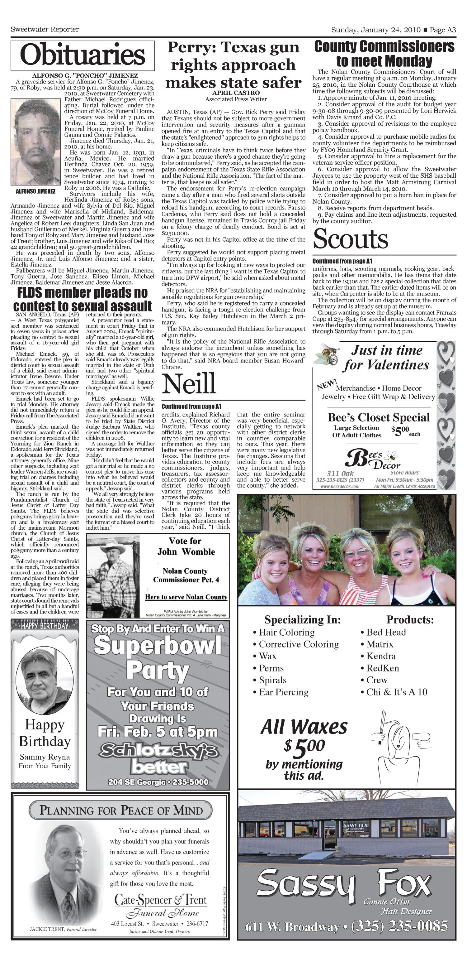 Sweetwater Reporter (Sweetwater, Tex.), Vol. 112, No. 059, Ed. 1 Sunday, January 24, 2010
                                                
                                                    [Sequence #]: 3 of 18
                                                