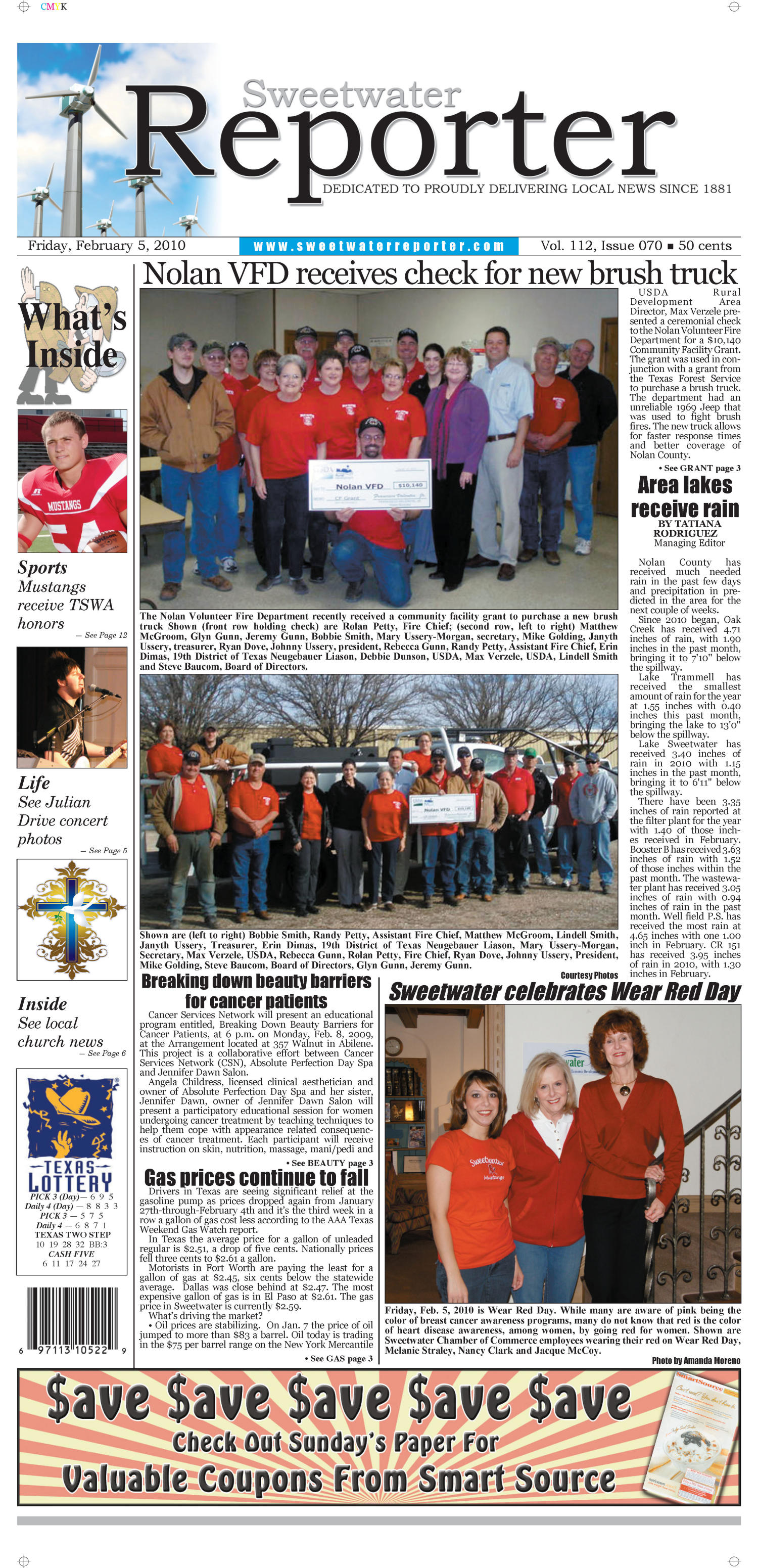 Sweetwater Reporter (Sweetwater, Tex.), Vol. 112, No. 070, Ed. 1 Friday, February 5, 2010
                                                
                                                    [Sequence #]: 1 of 12
                                                