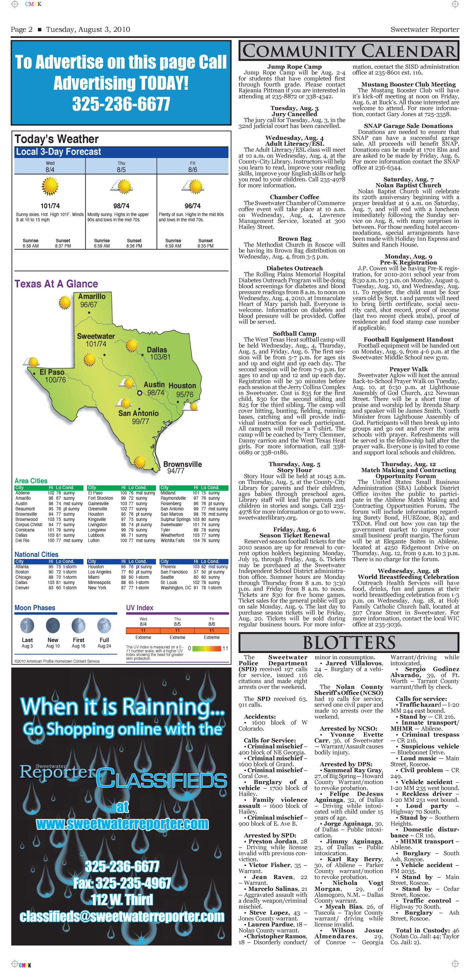 Sweetwater Reporter (Sweetwater, Tex.), Vol. 112, No. 221, Ed. 1 Tuesday, August 3, 2010
                                                
                                                    [Sequence #]: 2 of 10
                                                