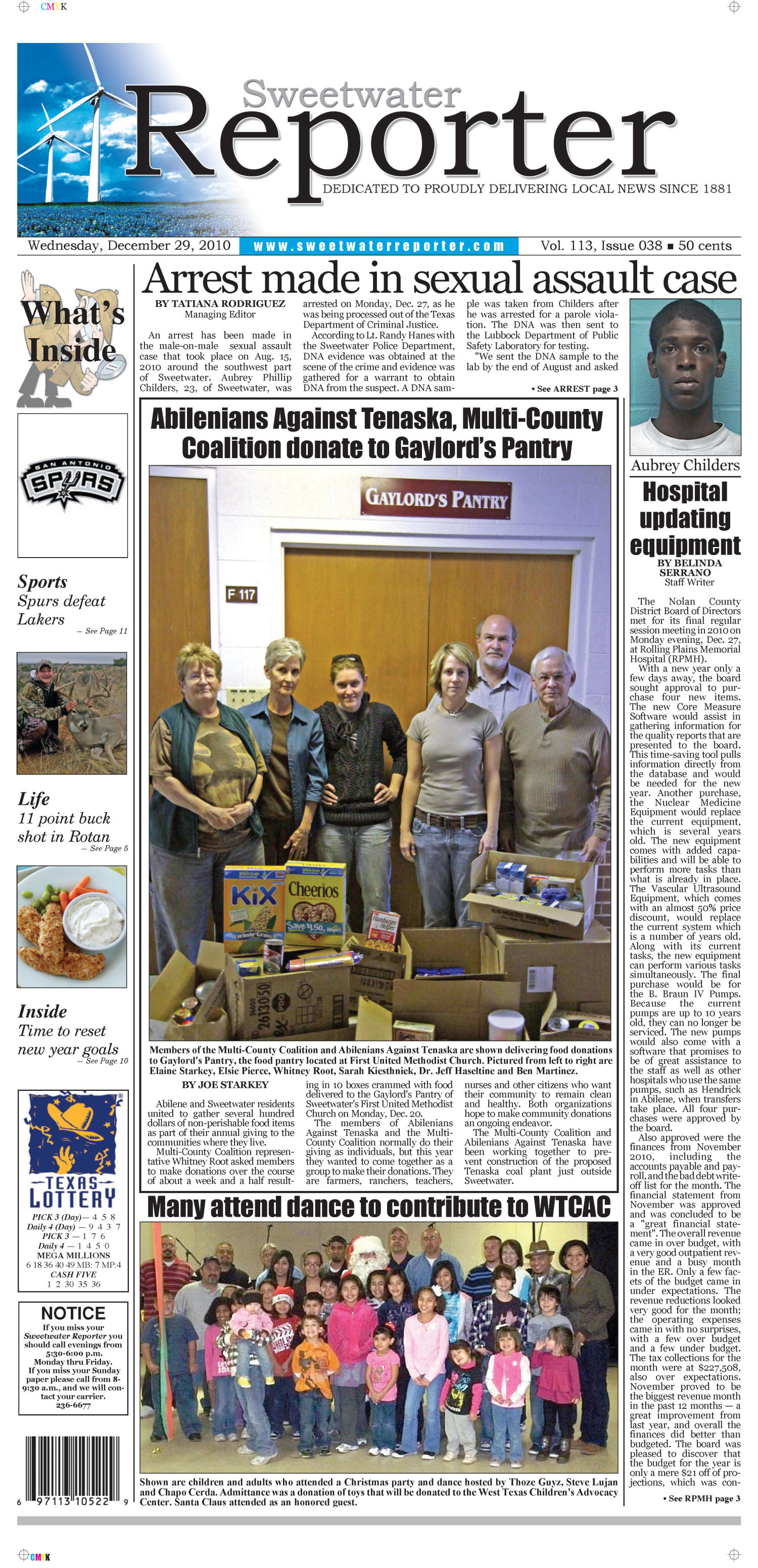 Sweetwater Reporter (Sweetwater, Tex.), Vol. 113, No. 038, Ed. 1 Wednesday, December 29, 2010
                                                
                                                    [Sequence #]: 1 of 12
                                                