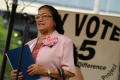 Thumbnail image of item number 1 in: '[Adelfa Callejo at voting promotion event]'.