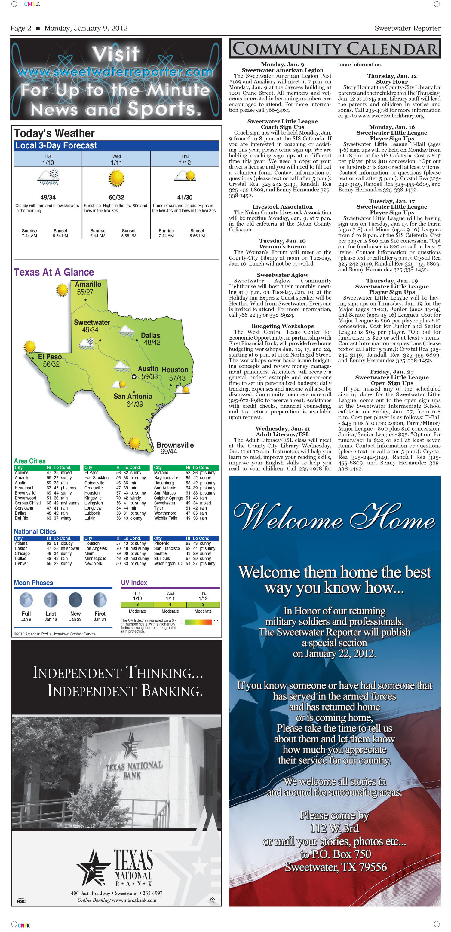 Sweetwater Reporter (Sweetwater, Tex.), Vol. 113, No. 354, Ed. 1 Monday, January 9, 2012
                                                
                                                    [Sequence #]: 2 of 10
                                                