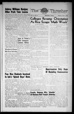 Primary view of object titled 'The Rice Thresher (Houston, Tex.), Vol. 48, No. 28, Ed. 1 Friday, May 5, 1961'.