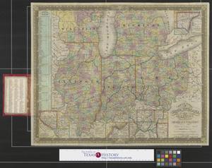 Primary view of object titled 'Map of the states of Ohio, Indiana and Illinois with the settled part of Michigan.'.