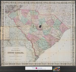 Primary view of object titled 'Colton's map of the state of South Carolina, 1869.'.