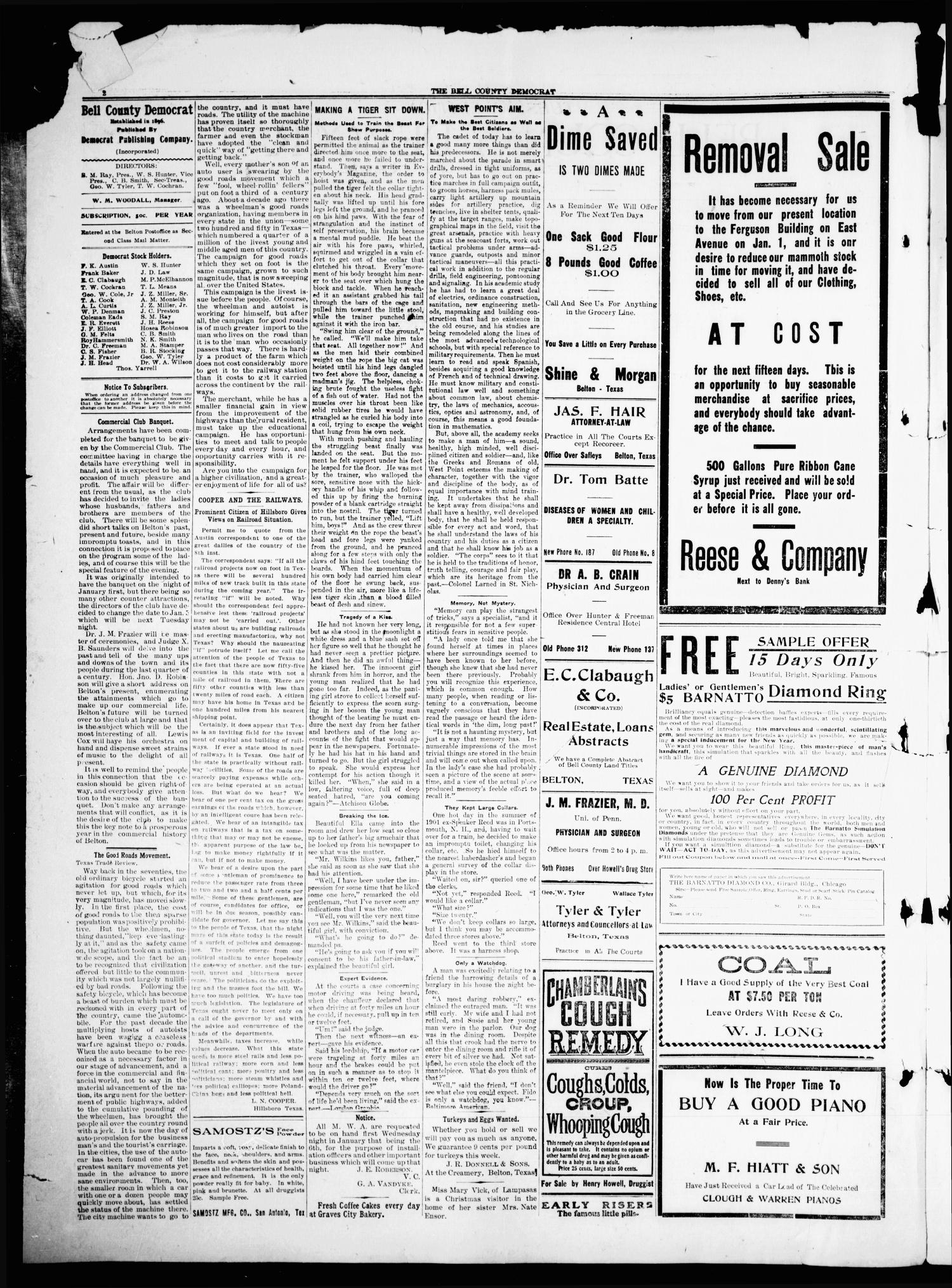 Bell County Democrat (Belton, Tex.), Vol. 13, No. 46, Ed. 1 Tuesday, December 29, 1908
                                                
                                                    [Sequence #]: 2 of 4
                                                