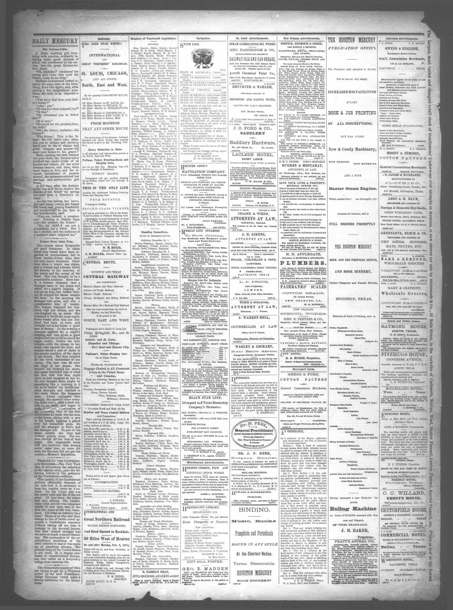 The Daily Mercury (Houston, Tex.), Vol. 6, No. 134, Ed. 1 Friday, February 13, 1874
                                                
                                                    [Sequence #]: 4 of 4
                                                