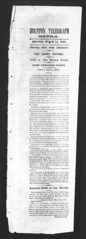 Primary view of object titled 'Houston Telegraph (Houston, Tex.), Ed. 1 Friday, March 14, 1862'.
