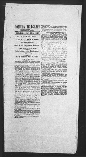 Primary view of object titled 'Houston Telegraph (Houston, Tex.), Ed. 1 Thursday, April 10, 1862'.