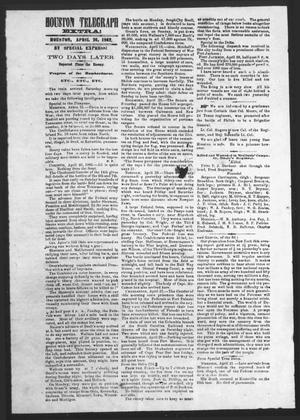 Primary view of object titled 'Houston Telegraph (Houston, Tex.), Ed. 1 Saturday, April 26, 1862'.