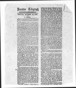 Primary view of object titled 'Houston Telegraph (Houston, Tex.), Ed. 1 Saturday, October 10, 1863'.