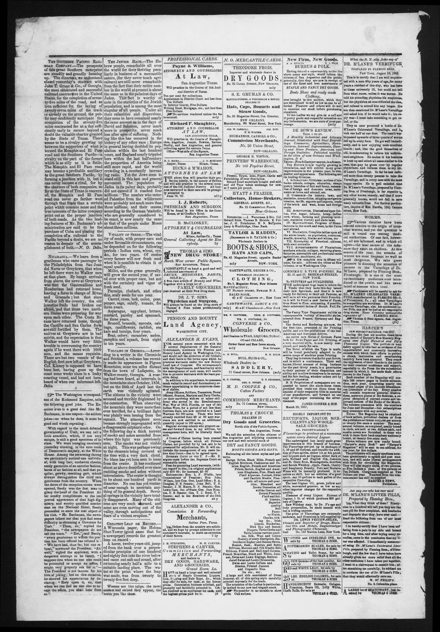 The Eastern Texian (San Augustine, Tex.), Vol. 1, No. 14, Ed. 1 Saturday, July 4, 1857
                                                
                                                    [Sequence #]: 4 of 4
                                                