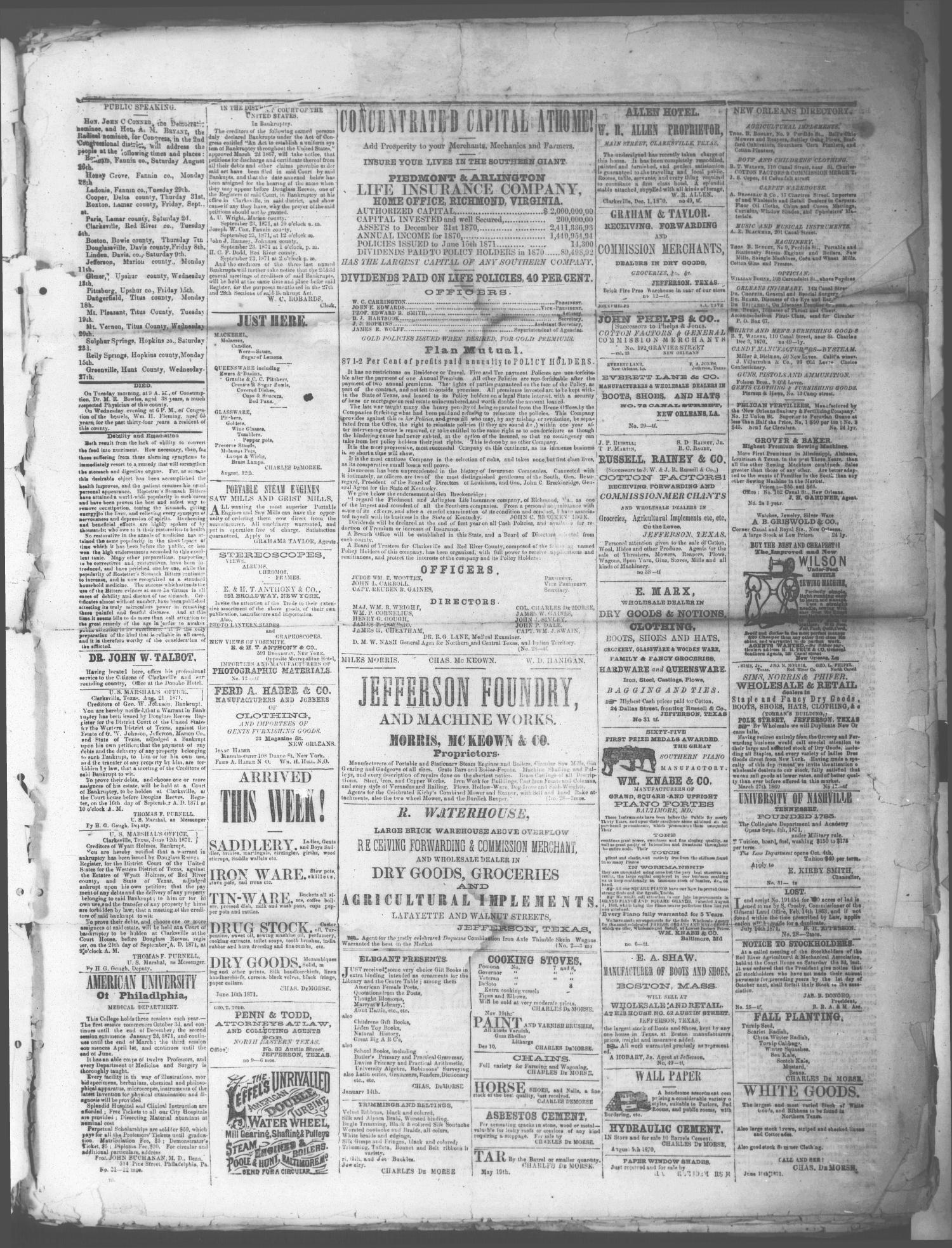 The Standard. (Clarksville, Tex.), Vol. 29, No. 34, Ed. 1 Saturday, August 26, 1871
                                                
                                                    [Sequence #]: 3 of 4
                                                
