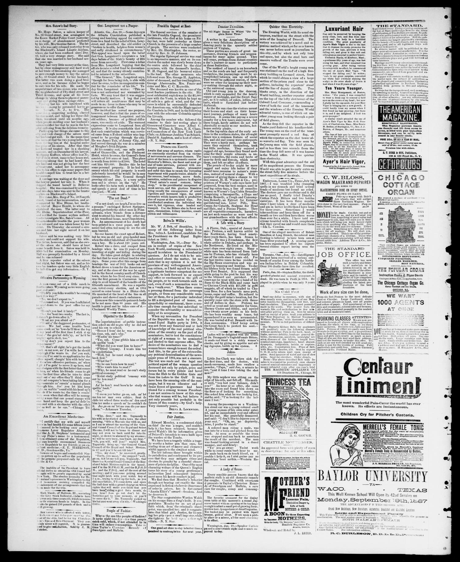 The Standard (Clarksville, Tex.), Vol. 9, No. 10, Ed. 1 Thursday, February 2, 1888
                                                
                                                    [Sequence #]: 4 of 4
                                                