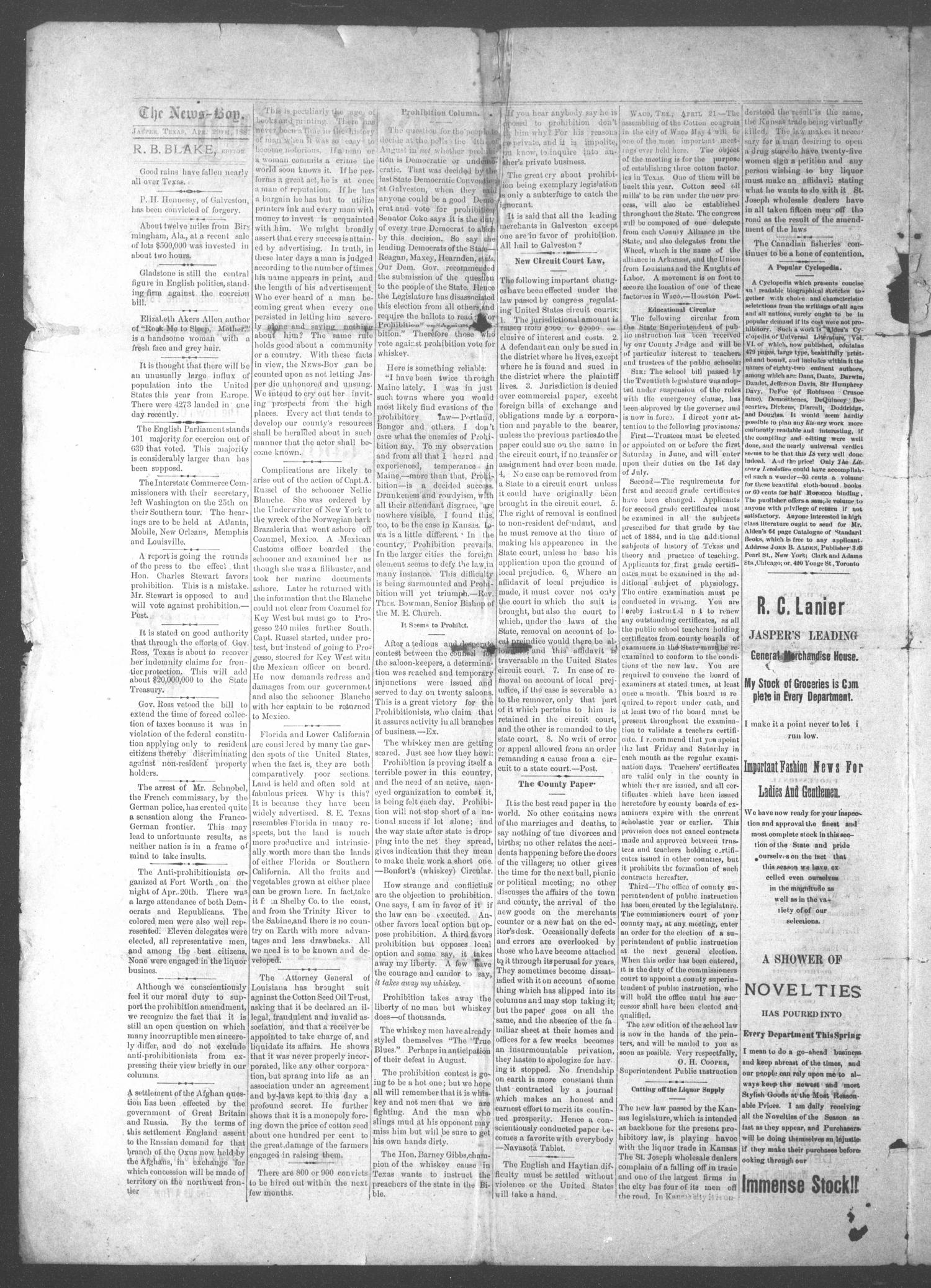 The Weekly News=Boy, Vol. 22, No. 2, Ed. 1 Friday, April 29, 1887
                                                
                                                    [Sequence #]: 2 of 4
                                                
