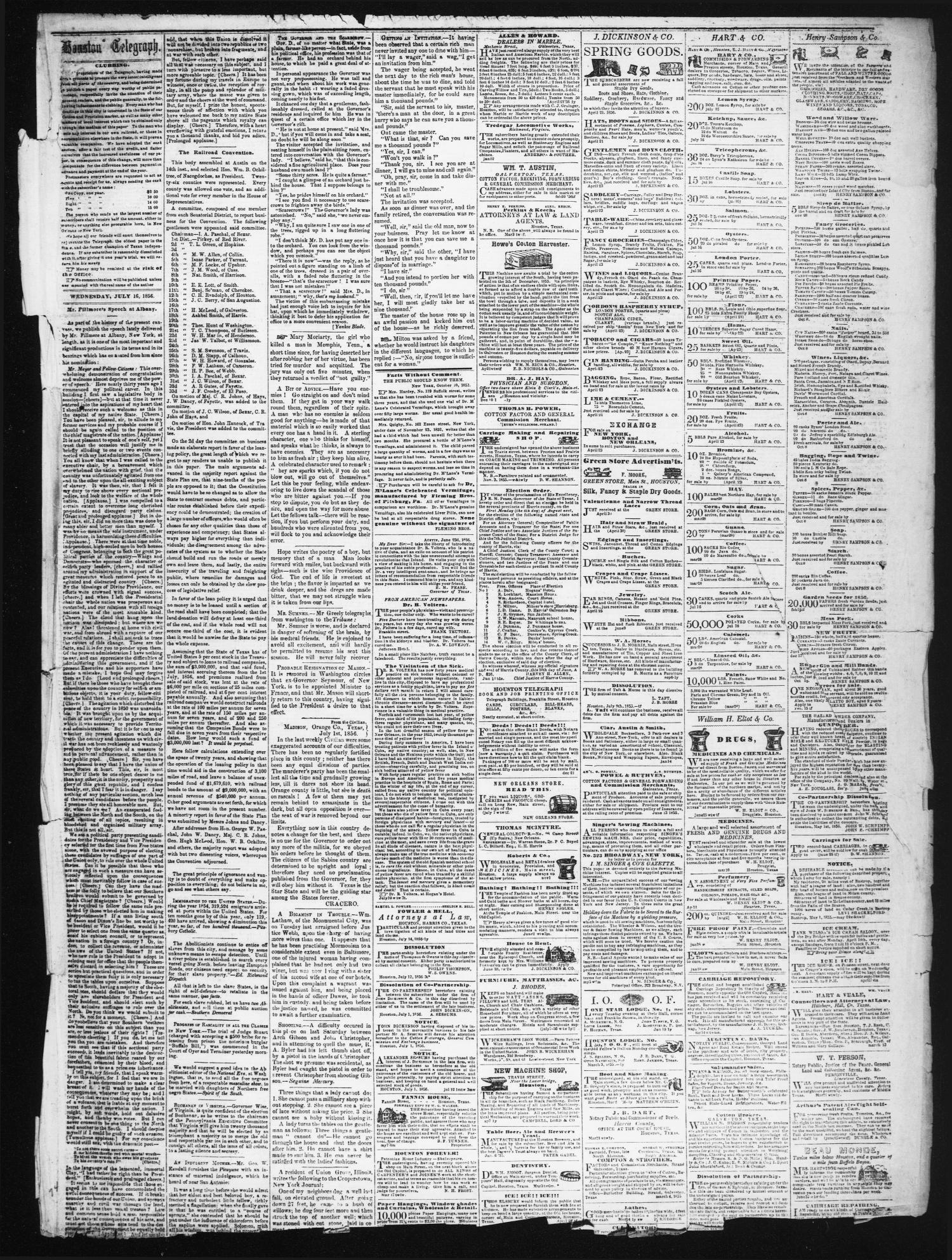 The Weekly Telegraph (Houston, Tex.), Vol. 22, No. 18, Ed. 1 Wednesday, July 16, 1856
                                                
                                                    [Sequence #]: 3 of 4
                                                