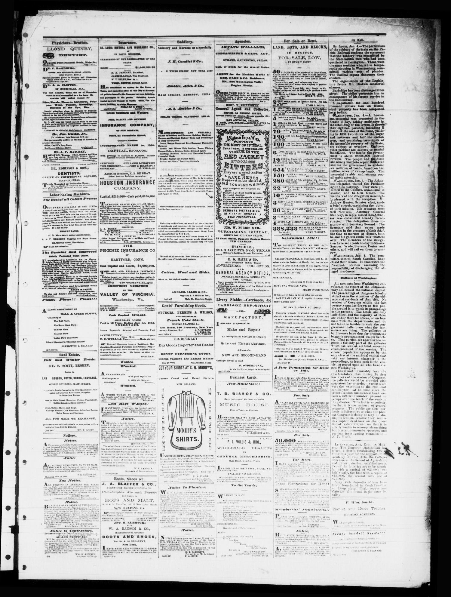 Tri-Weekly Telegraph (Houston, Tex.), Vol. 32, No. 127, Ed. 1 Wednesday, January 9, 1867
                                                
                                                    [Sequence #]: 3 of 10
                                                
