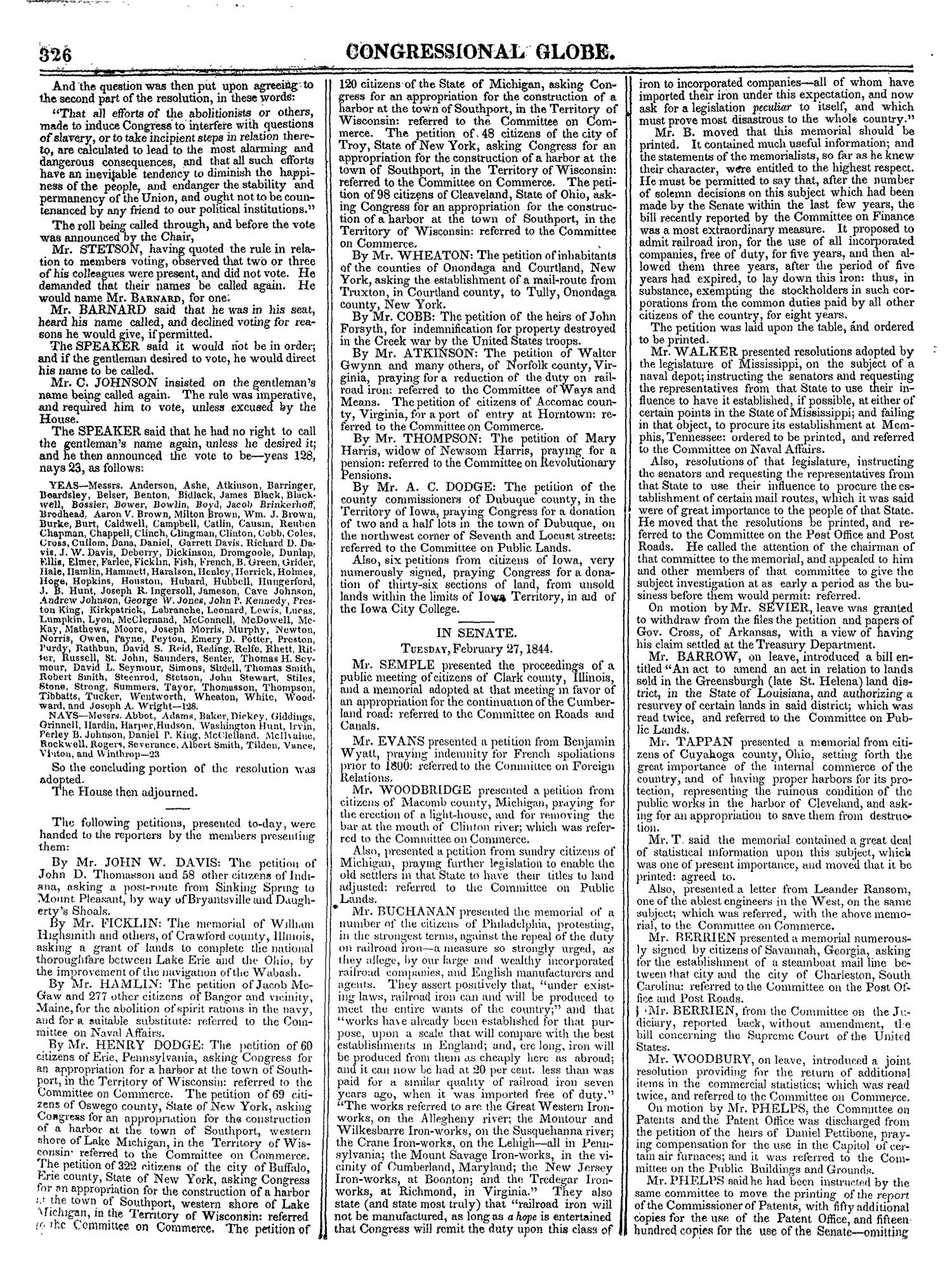 The Congressional Globe, Volume 13, Part 1: Twenty-Eighth Congress, First Session
                                                
                                                    326
                                                