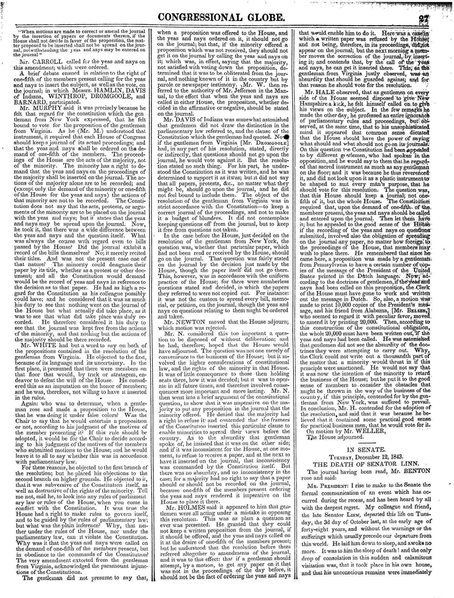 The Congressional Globe, Volume 13, Part 1: Twenty-Eighth Congress, First Session
                                                
                                                    27
                                                