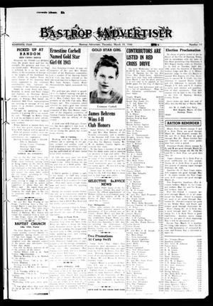 Primary view of object titled 'Bastrop Advertiser (Bastrop, Tex.), Vol. 90, No. 51, Ed. 1 Friday, March 10, 1944'.