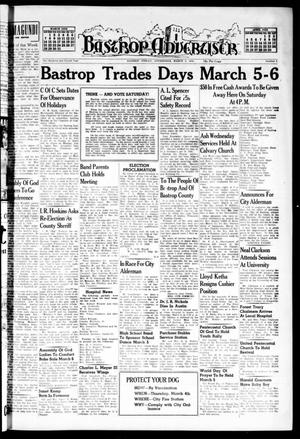 Primary view of object titled 'Bastrop Advertiser (Bastrop, Tex.), Vol. 102, No. 1, Ed. 1 Thursday, March 4, 1954'.