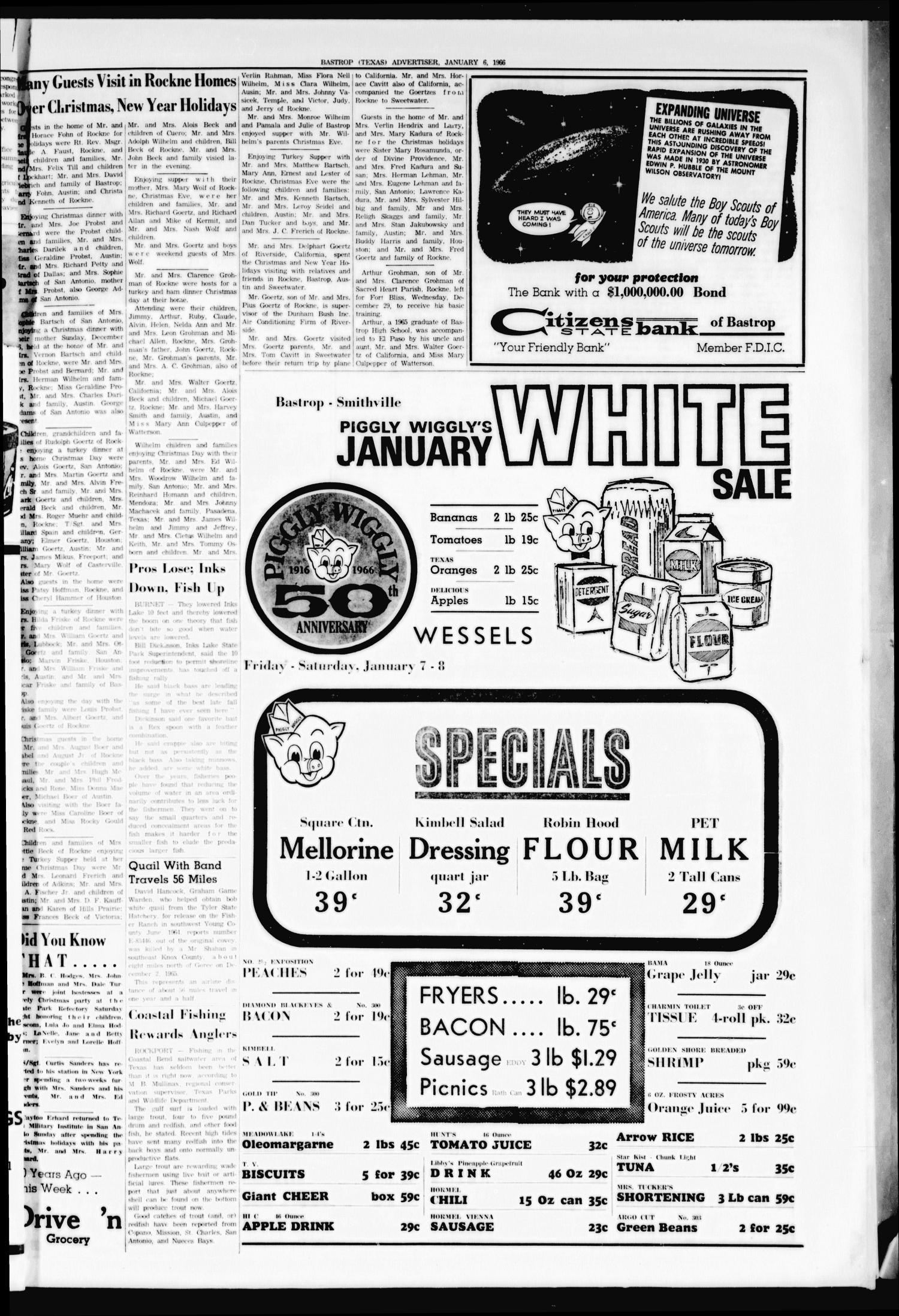 Bastrop Advertiser (Bastrop, Tex.), Vol. 113, No. 45, Ed. 1 Thursday, January 6, 1966
                                                
                                                    [Sequence #]: 3 of 8
                                                