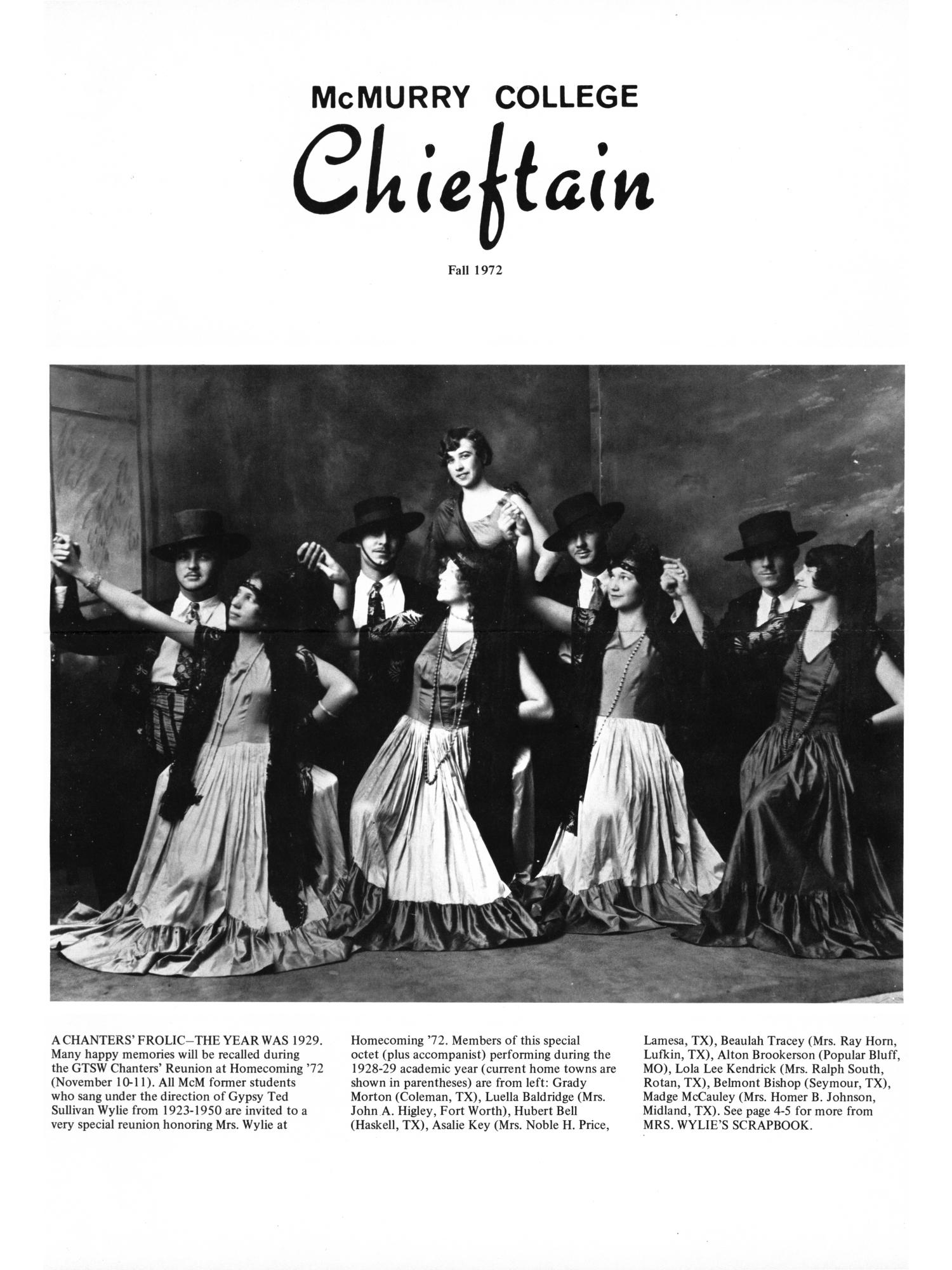 Chieftain, Volume 20, Number 3, Fall 1972
                                                
                                                    1
                                                