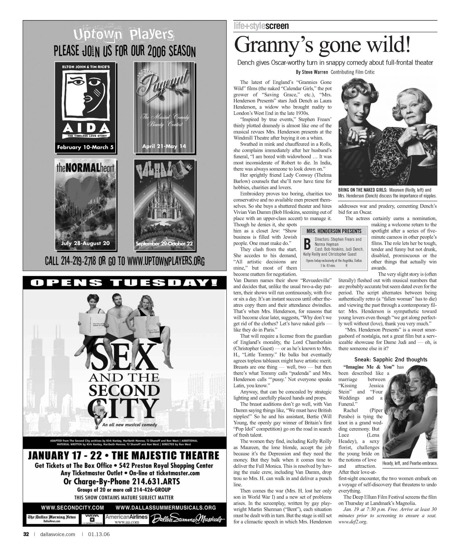 Dallas Voice (Dallas, Tex.), Vol. 22, No. 35, Ed. 1 Friday, January 13, 2006
                                                
                                                    [Sequence #]: 32 of 60
                                                