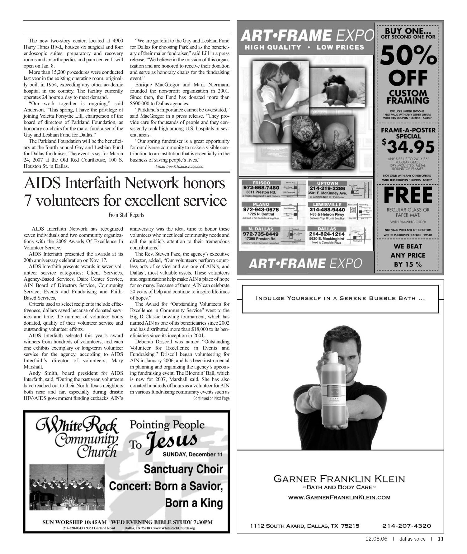 Dallas Voice (Dallas, Tex.), Vol. 23, No. 30, Ed. 1 Friday, December 8, 2006
                                                
                                                    [Sequence #]: 11 of 84
                                                