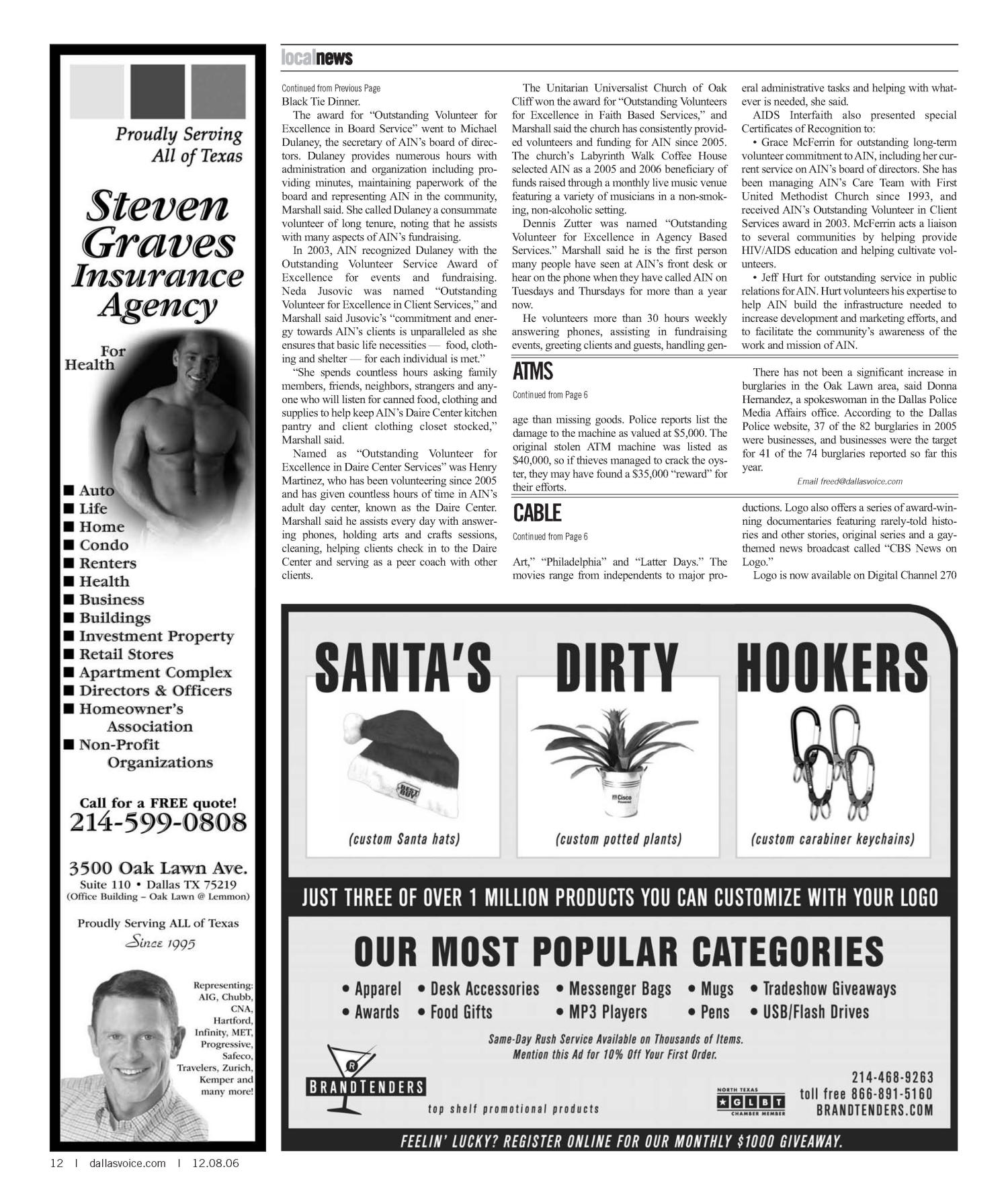 Dallas Voice (Dallas, Tex.), Vol. 23, No. 30, Ed. 1 Friday, December 8, 2006
                                                
                                                    [Sequence #]: 12 of 84
                                                