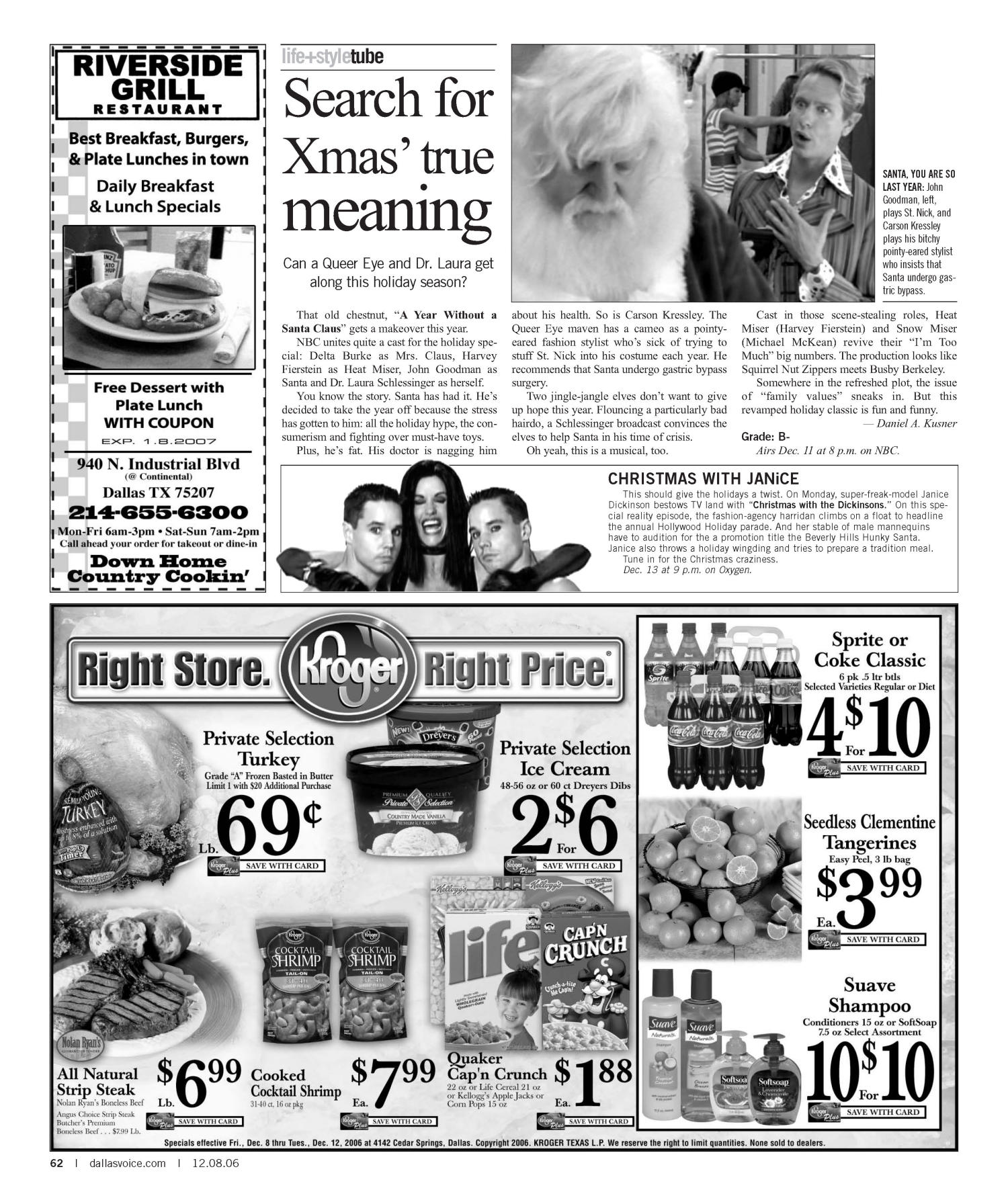 Dallas Voice (Dallas, Tex.), Vol. 23, No. 30, Ed. 1 Friday, December 8, 2006
                                                
                                                    [Sequence #]: 62 of 84
                                                