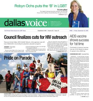 Primary view of object titled 'Dallas Voice (Dallas, Tex.), Vol. 26, No. 19, Ed. 1 Friday, September 25, 2009'.