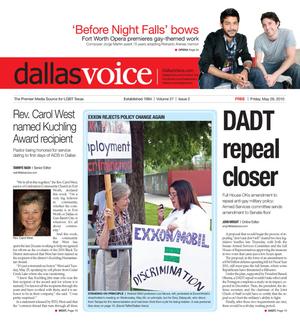 Primary view of object titled 'Dallas Voice (Dallas, Tex.), Vol. 27, No. 2, Ed. 1 Friday, May 28, 2010'.
