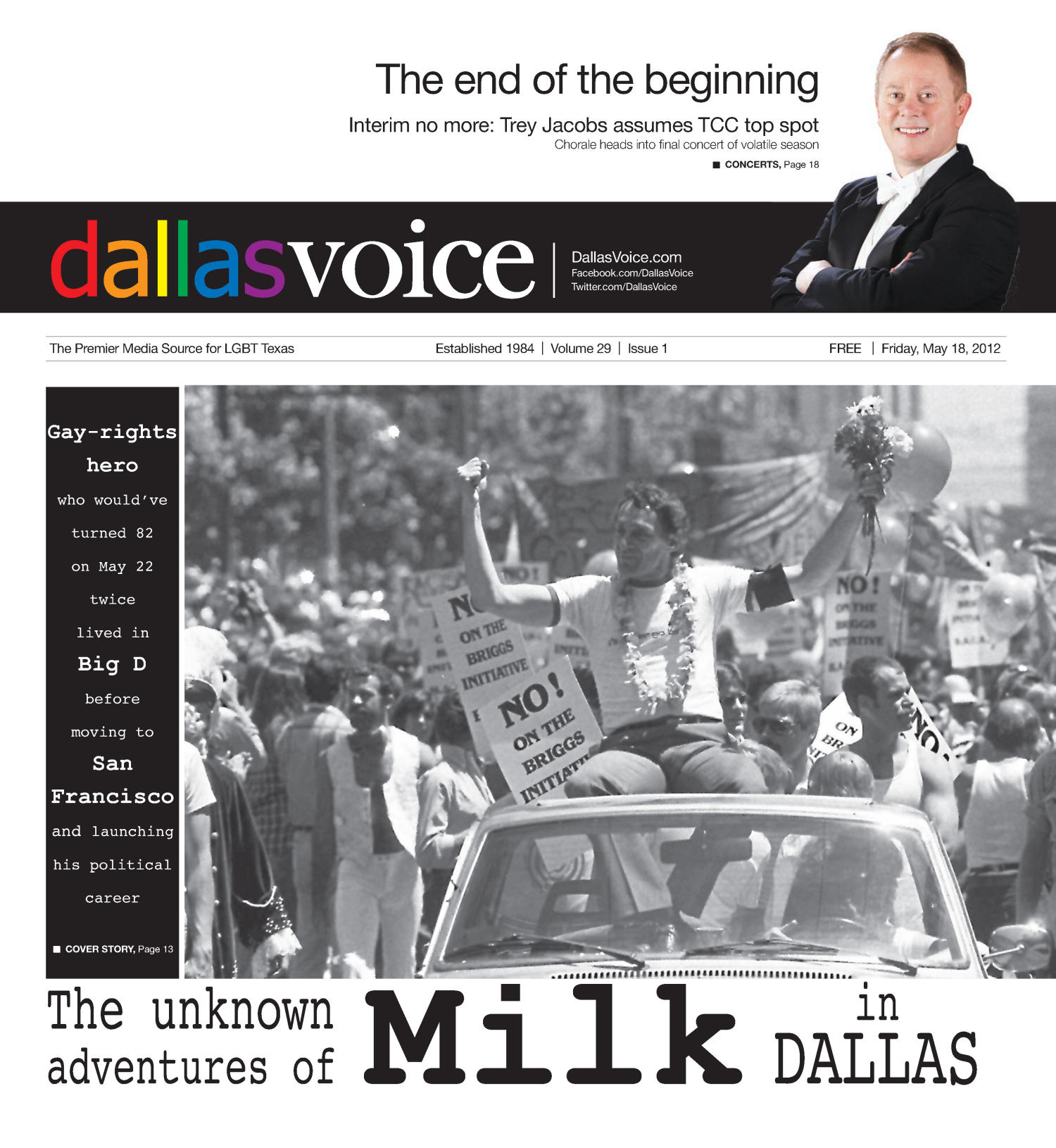 Dallas Voice (Dallas, Tex.), Vol. 29, No. 1, Ed. 1 Friday, May 18, 2012
                                                
                                                    [Sequence #]: 1 of 40
                                                