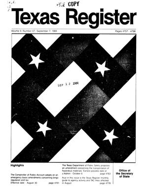 Primary view of object titled 'Texas Register, Volume 9, Number 67, Pages 4757-4798, September 7, 1984'.