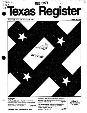 Primary view of object titled 'Texas Register, Volume 10, Number 8, Pages 265-308, January 25, 1985'.