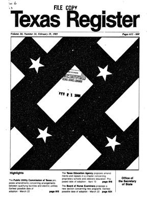 Primary view of object titled 'Texas Register, Volume 10, Number 14, Pages 611-644, February 19, 1985'.