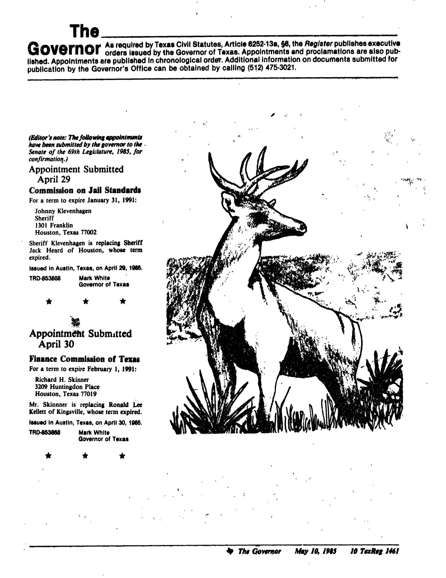 Texas Register, Volume 10, Number 36, Pages 1459-1518, May 10, 1985
                                                
                                                    1461
                                                