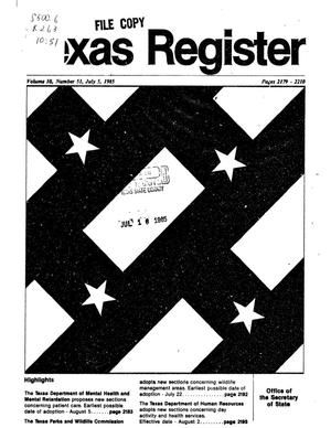 Primary view of object titled 'Texas Register, Volume 10, Number 51, Pages 2179-2210, July 5, 1985'.
