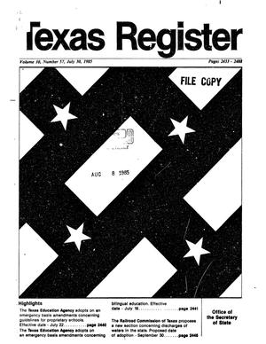 Primary view of object titled 'Texas Register, Volume 10, Number 57, Pages 2433-2488, July 30, 1985'.