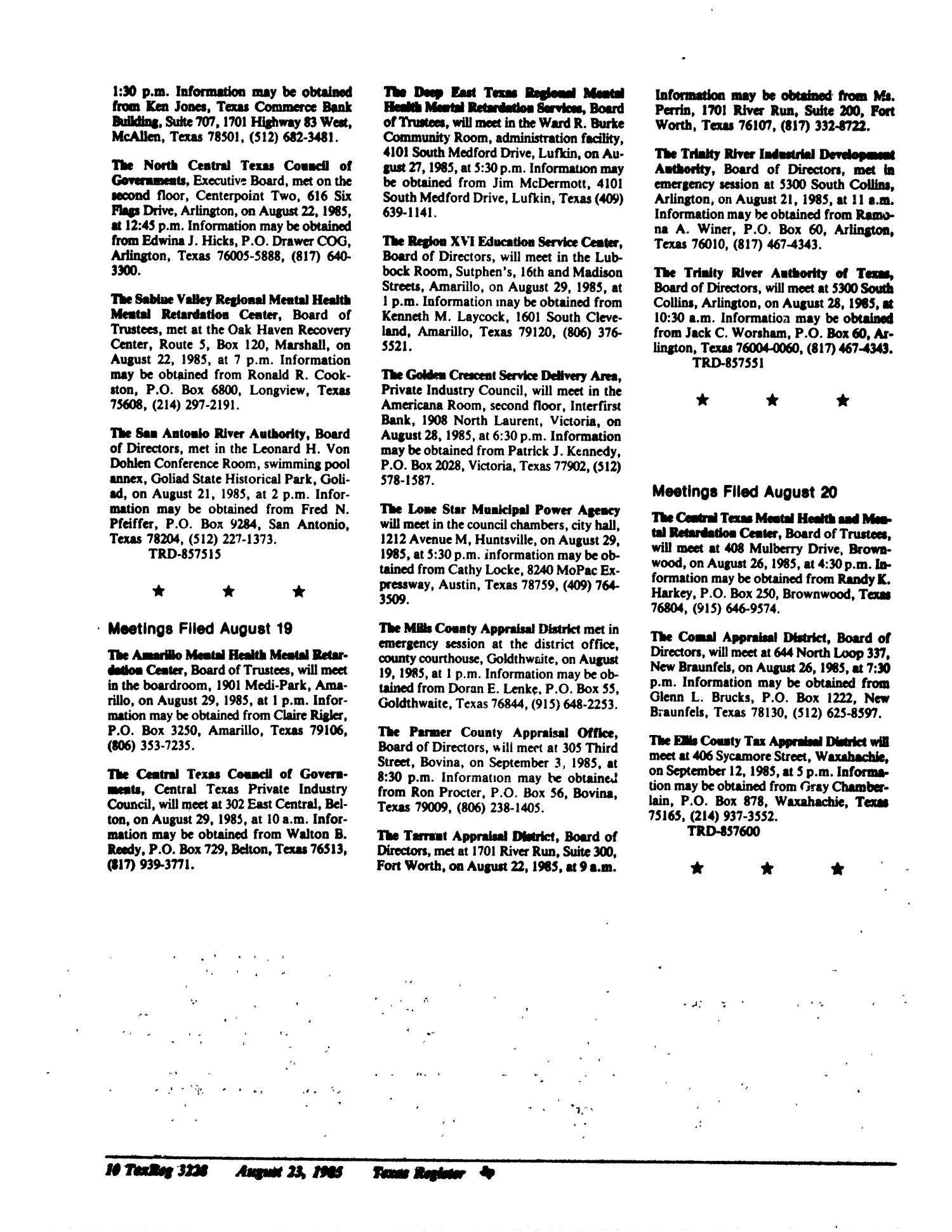 Texas Register, Volume 10, 63, Pages 3197-3236, August 23, 1985
                                                
                                                    3228
                                                