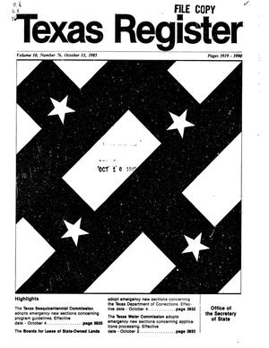 Primary view of object titled 'Texas Register, Volume 10, Number 76, Pages 3919-3990, October 11, 1985'.