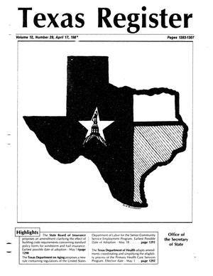 Primary view of object titled 'Texas Register, Volume 12, Number 29, Pages 1283-1307, April 17, 1987'.