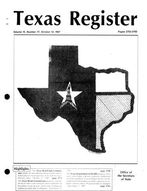 Primary view of object titled 'Texas Register, Volume 12, Number 77, Pages 3753-3793, October 13, 1987'.