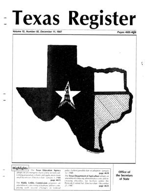 Primary view of object titled 'Texas Register, Volume 12, Number 92, Pages 4605-4656, December 11, 1987'.