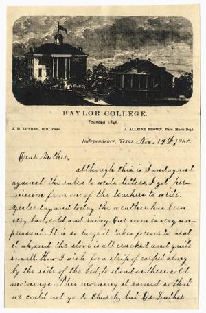 Primary view of object titled '[Letter from Gertrude Osterhout to Junia Roberts Osterhout, November 14, 1880]'.